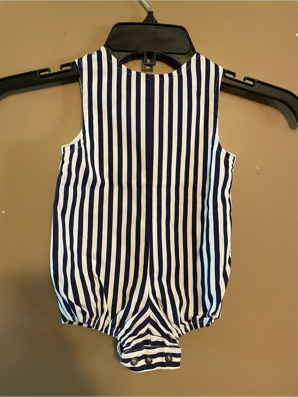 Vintage 90’s Nautical Sailboat Baby Romper - Navy & White with Red Accents
